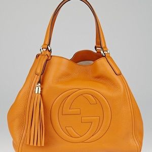 Gucci Orange Pebbled Leather Soho Medium Tote